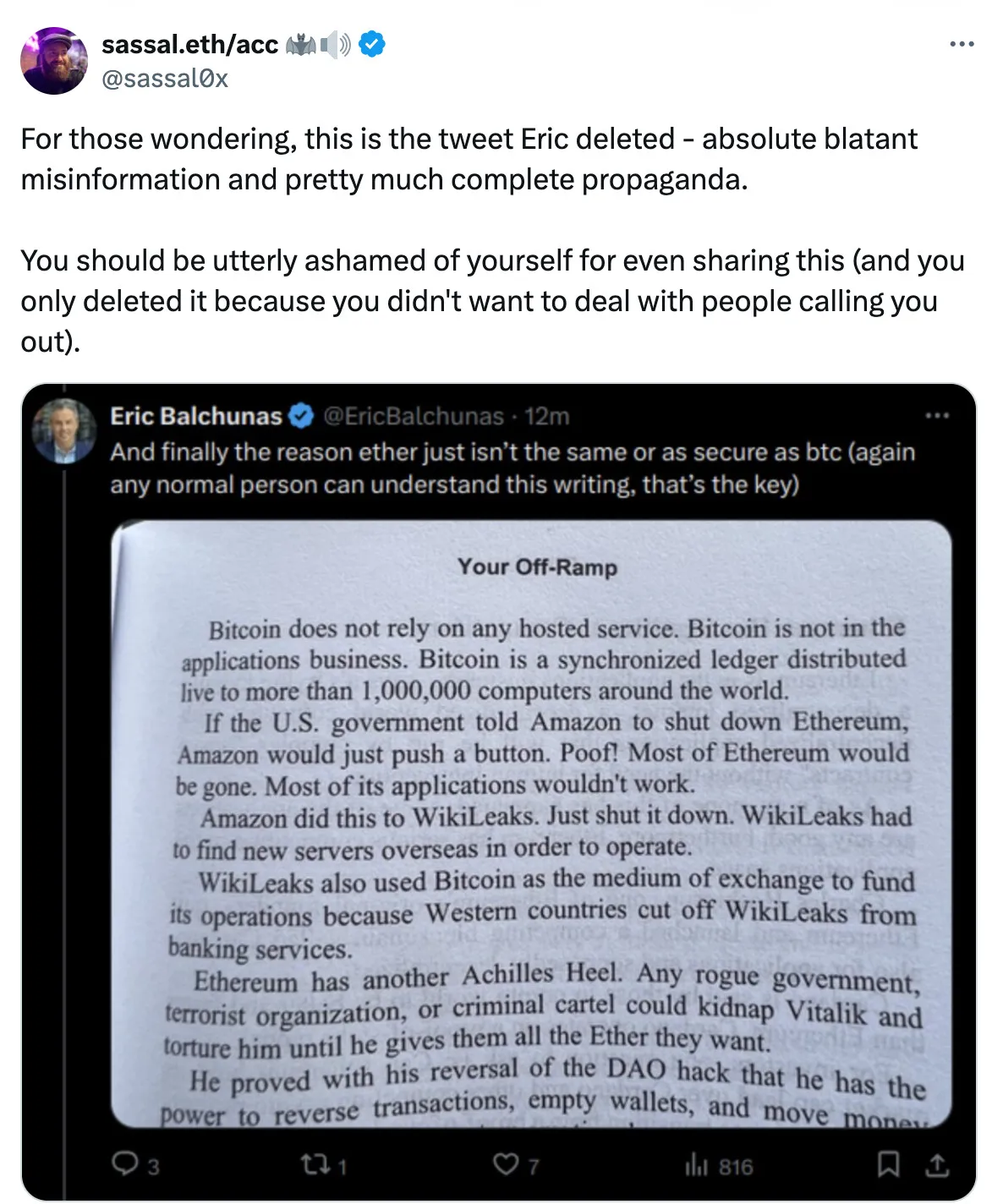 Ethereum community lashes out at Bloomberg’s Eric Balchunas over 'misinformation'